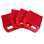 Redfoot Levelling - Four red plastic trays with handles on a white background.